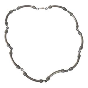 Vintage 925 Sterling Silver Unique Long Scallop Link Necklace GUC